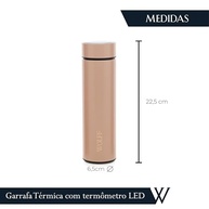 Garrafa Térmica com Termômetro LED 500ml Rosé - Aço Inox Wolff - imagem 3