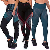 Legging Fitness: Kit 3 Cintura Alta Sublimada - imagem 1