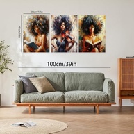 Trio Artístico Mulheres Leitura e Música - 3 Peças 20x30cm - Impressões Sem Moldura - imagem 5