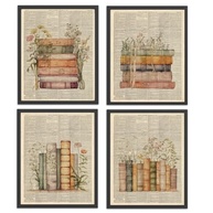 Conjunto de 4 Pôsteres Vintage para Decoração de Parede - Estética Biblioteca e Leitura - imagem 2