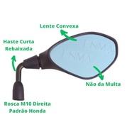 Retrovisor BMW F800 Haste Curta 90° para Honda - Lente Azul Convexa - imagem 4