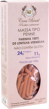Macarrão Penne de Lentilha Vermelha Sem Glúten Ceres 200g - imagem 1