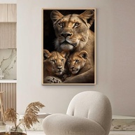 Quadro Decorativo Leoa com 2 Filhotes - Impressão 4K com Moldura, Ideal para Sala, Quarto ou Hall - imagem 5