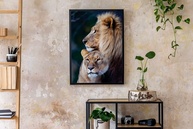 Quadro Decorativo Casal de Leões 90x60cm - Moldura Preta em Madeira com Acabamento Premium - imagem 2