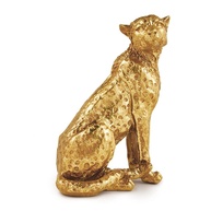 Escultura Leopardo em Poliresina Dourada - Decoração Elegante e Sofisticada G - imagem 1