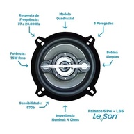 Par de Alto Falantes Quadriaxial Leson LS5 5" 200W RMS 4 Ohms Preta - Som Potente e Claro - imagem 4