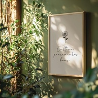 Quadro Decorativo Frase Motivacional Cultive Pensamentos Bons - Moldura Minimalista com Letra Cursiva - imagem 2