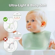 haakaa Babador de bolso de silicone leve – Babadores de silicone de viagem ultraleves e dobráveis com bolso coletor de comida profunda, design ajustável à prova d'água, essenciais para alimentação de - imagem 3