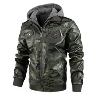 PEGENO Jaqueta masculina leve de couro sintético camuflada para motociclista - imagem 2