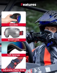 KEMIMOTO Óculos de proteção UV Dirt Bike - 125 g, leve, sem moldura, ampla visão clara, proteção UV para motocicleta, óculos UTV para homens - imagem 5