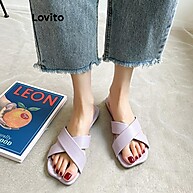 Sandália Lovito Casual Cruzada com Fundo Plano - LFA72248 - imagem 2