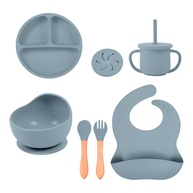 Combo Silicone Life NT-28 Azul - Conjunto Completo para Alimentação Infantil com Caneca Canudo e Babador - imagem 1