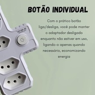 Adaptador Elétrico 4 em 1 com Botão Liga/Desliga: Potência 2500W, Segurança e Eficiência para Casa e Trabalho - imagem 5