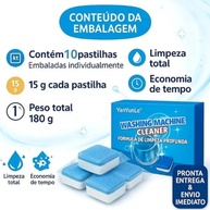 Kit 10 Pastilhas Limpa Máquinas de Lavar Efervescentes Antibacterianas - Limpeza Profunda para Todos os Modelos - imagem 5