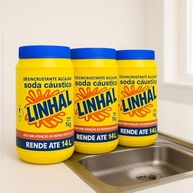 Kit com 3x Soda Cáustica 66–69% 1kg Linhal | Limpeza Industrial e Desentupimentos - imagem 2