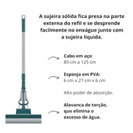 Mop Flash Limp Rodo Mágico Limpeza Geral Plus - Cabo Telescópico com Esponja PVA Superabsorvente - imagem 4