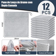 Kit 12 Panos de Limpeza em Malha de Aço - Reutilizáveis, Não Risca, Sem Odor, Multiuso 20x20cm - imagem 3