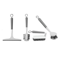 Kit de Limpeza para Lavanderia com 4 Escovas e Suporte para Pendurar - Branco e Cinza - imagem 2