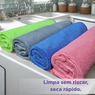 Pano Microfibra Azul Multiuso para Limpeza e Secagem - Kit com 5 Panos 30x40cm - imagem 5