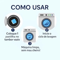 Kit com 10 Tabletes de Limpeza para Máquina de Lavar – Limpador Efervescente Potente Contra Manchas, Resíduos e Mau Odor - imagem 5