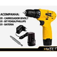 Furadeira/Parafusadeira 12V The Black Tools + Kit Limpeza - imagem 2