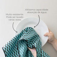 Pano de Limpeza Ákora Premium para Louças e Cristais - Azul e Preto - imagem 4