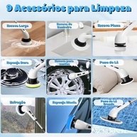 Escova Giratória Elétrica 9 em 1 com Motor 25W e Bateria 5000mAh - Limpeza Profunda 360º - imagem 5