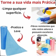 Kit 5 Rolos Pano de Limpeza Multiuso Azul 28x40cm - 250 Pano Reutilizável - imagem 5