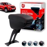 Apoio de Braço Couro Preto C/ Linha Vermelha para Renault Kwid (2017-2021) - imagem 1