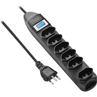 Filtro de Linha Fortrek 6 Tomadas 2P+T Preto - Proteção e Praticidade para Seus Equipamentos - imagem 1