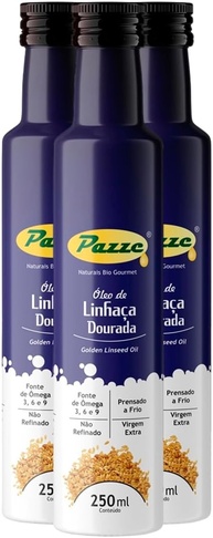 Kit 3 Óleo de Linhaça Dourada Extra Virgem Pazze 250ml - imagem 1