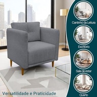 Poltrona Decorativa Aviv Cinza em Linho Premium - Conforto e Estilo para Ambientes Modernos - imagem 5