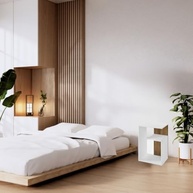 Mesa de Cabeceira Lírios Branco com Canela – Estilo Moderno e Funcionalidade Premium - imagem 2