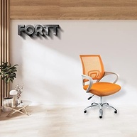 Cadeira de Escritório Fortt Lisboa Laranja - Base Cromada com Rodinhas e Encosto de Malha Confortável - imagem 3