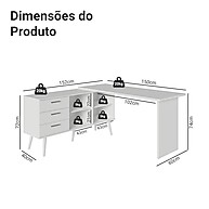 Mesa de Escritório em L Branco com 3 Gavetas – Madesa Lisboa - imagem 2