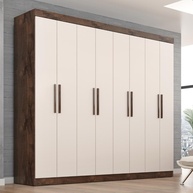 Guarda-Roupa Casal Lisboa 8 Portas 4 Gavetas - Design Moderno Chocolate/Off White - imagem 1