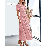 Vestido Elegante Lovito Dupla Camada Liso - imagem 2