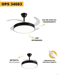 Ventilador de Teto Plafon LED Opus Air Lite Retrátil com Controle Remoto – 60W, 3 Temperaturas de Luz, Bivolt, Silencioso - imagem 4