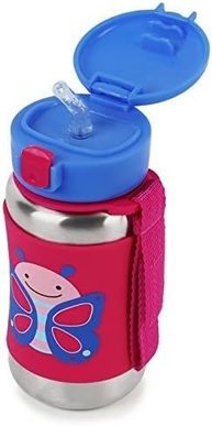 Garrafa Skip Hop Zoo Borboleta Rosa - Canudo, Silicone e Livre de BPA - imagem 4