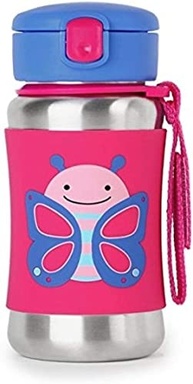 Garrafa Skip Hop Zoo Borboleta Rosa - Canudo, Silicone e Livre de BPA - imagem 2