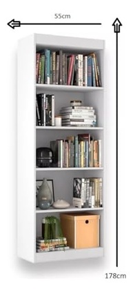 Organizador Livreiro Moderno Space Branco 178cm | Estante Organizadora com 1 Prateleira para Sala e Escritório - imagem 4