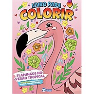 Livro de Colorir Flamingos: Verão Tropical Divertido - imagem 1
