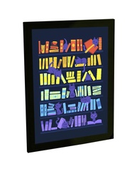 Quadro Decorativo A3 com Moldura – Tema Livros e Gatos para Ambientes Literários - imagem 1