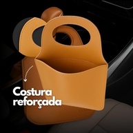 Lixeira Premium para Carro em Couro Ecológico - Porta Lixo Universal Elegante Caramelo - imagem 4