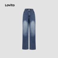 Jeans Lovito Casual com Zíper e Laço para Mulheres - LNA62072 - imagem 2