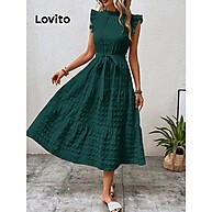 Vestido Casual Lovito Liso com Babados LNL73072 - imagem 2