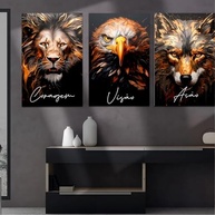 Kit 3 Quadros Decorativos com Temas Motivacionais - Leão, Águia e Lobo | Disciplina, Foco e Execução - imagem 3