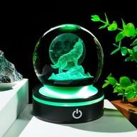 Estatueta de Lobo em Bola de Cristal 3D com Base LED Colorida - Presente Simbólico e Decorativo - imagem 3