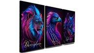 Kit 3 Quadros Decorativos Disciplina Execução Foco - Leão, Lobo e Águia - imagem 2