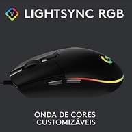 Mouse Gamer Logitech G203 LIGHTSYNC RGB, Efeito de Ondas de Cores, 6 Botões Programáveis e Até 8.000 DPI - Preto - imagem 2